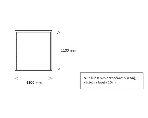 Ochranné sklo tl. 8 mm pod krbová kamna 110x110 cm