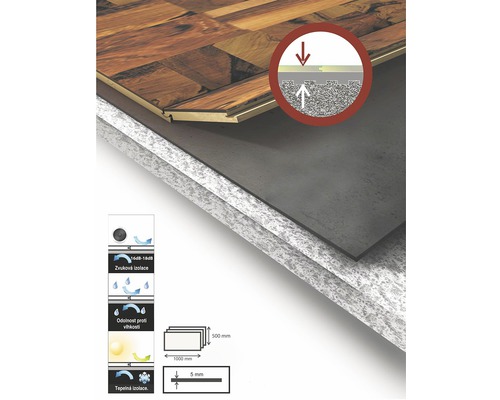 Izolační podložka Decor Floor 5 x 500 x 1000 mm pod plovoucí podlahy balení 10 ks