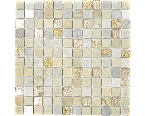 Skleněná mozaika s přírodním kamenem XCM CR27 vícebarevná 30x30 cm-0