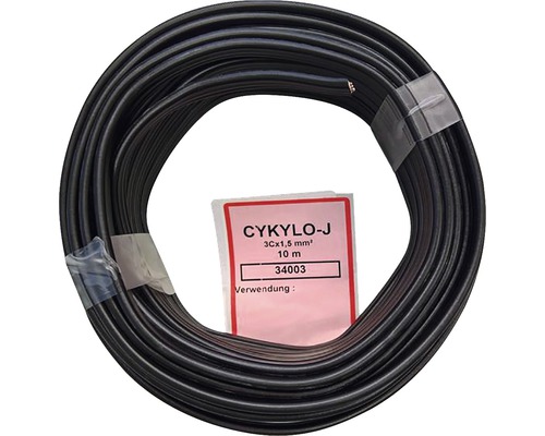 Kabel CYKYLO-J 3Cx1,5mm² černý 10m