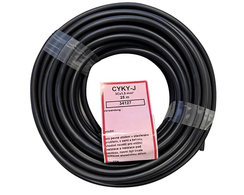 Kabel CYKY-J 3Cx1,5mm² černý 25m