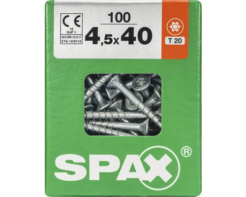 Univerzální vrut SPAX 4,5x40 TX, částečný závit, zápustná hlava, 100 ks-0