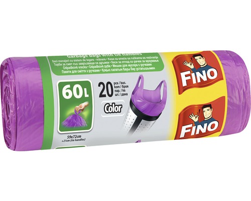 Pytle na odpadky FINO, 60 l / 20 ks, fialové