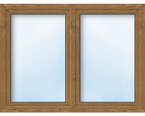 Plastové okno dvoukřídlé ARON Basic bílé/zlatý dub 1500 x 1000 mm-0