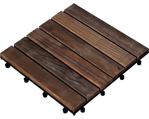 Dřevěná dlaždice 30 x 30 cm s klick systémem dřevo z jehličnanu impregnované hnědé