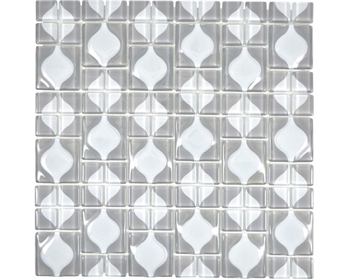 Skleněná mozaika WAVY 15 30x30 cm šedá