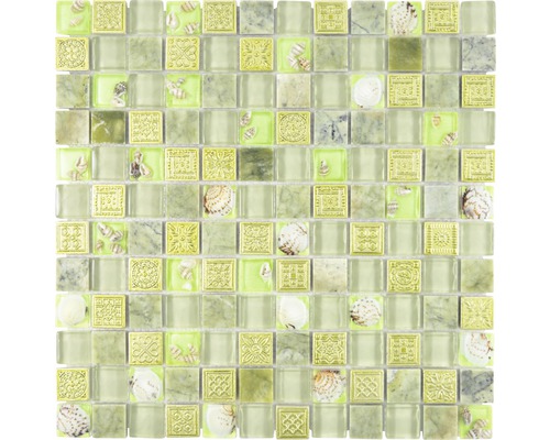 Skleněná mozaika mušle XCM CN24 30x30 cm zelená