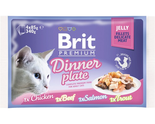Kapsičky pro kočky Brit Premium dinner plate in jelly 340 g (4 x 85 g)