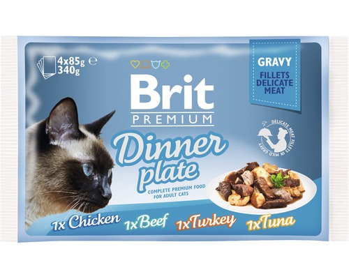 Kapsička pro kočky Brit Premium dinner plate in gravy 340 g (4 x 85 g)-0