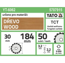 Kotouč na dřevo Yato YT-6062, 184 x 30 mm 50z-thumb-2