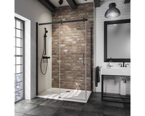 Posuvné dveře s boční stěnou Schulte Alexa Style 2.0 Black Style 120x90 cm čiré sklo barva profilu černá