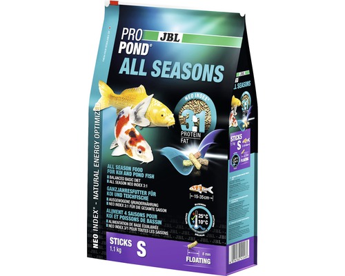 Krmivo pro malé koi a ryby v jezírku celoroční JBL ProPond All Seasons S 1,1 kg