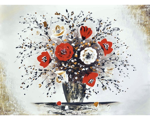 Ručně malovaný obraz 2.907.2356 motiv květy ve váze 80x117cm
