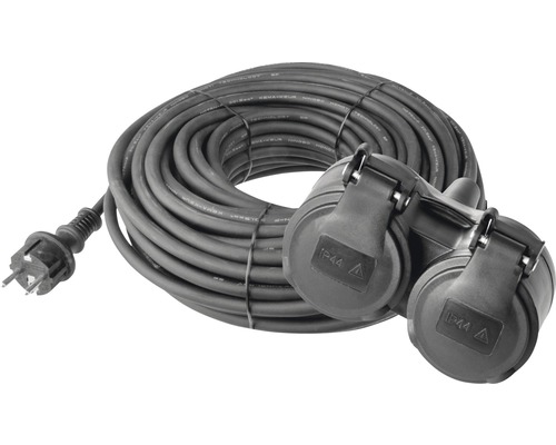 Prodlužovací kabel spojka gumový, 10m 2Z 3x 1,5mm, IP44 černý-0