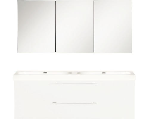 Souprava koupelnového nábytku lesklá bílá 120x57 cm vč. zrcadlové skříňky