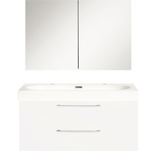 Souprava koupelnového nábytku lesklá bílá 100x57 cm vč. zrcadlové skříňky-thumb-0
