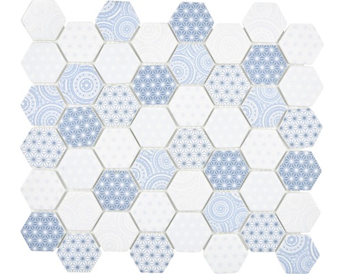 Skleněná mozaika Emily HX45 šestiúhelník 32,40x28 cm světle modrá-0