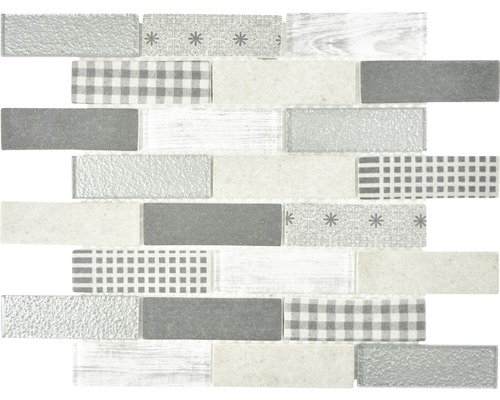 Skleněná mozaika XCM BR89 Brick 29,7x25,8 cm šedá-0