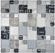 Skleněná mozaika XCM MC529 29,8x29,8 cm stříbrná/šedá/černá-thumb-0