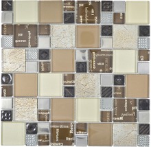 Skleněná mozaika XCM MC539 29,8x29,8 cm stříbrná/béžová/hnědá-thumb-0