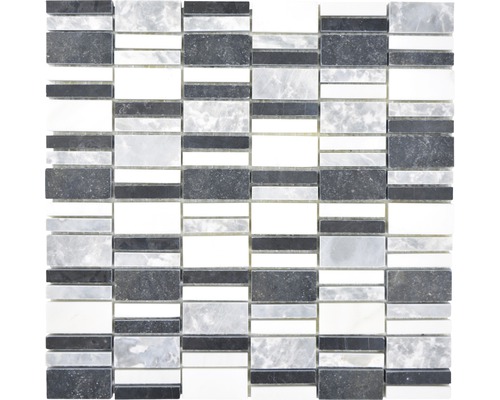 Mozaika z přírodního kamene XNM BC449 30x30 cm černá/bílá/šedá-0