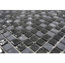 Skleněná mozaika Crystal s přírodním kamenem CM M465 30x30 cm šedá/černá-thumb-1