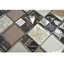 Skleněná mozaika XCM MC539 29,8x29,8 cm stříbrná/béžová/hnědá-thumb-3