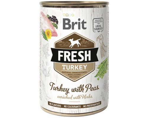 Konzerva pro psy Brit Fresh Turkey with Peas 400 g-0