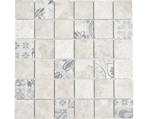 Keramická mozaika čtvercová mramor/keramika mix šedá