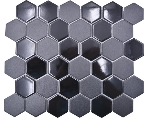 Keramická mozaika HX 09059 šestiúhelník 32,5x28,1 cm mix černá R10B-0