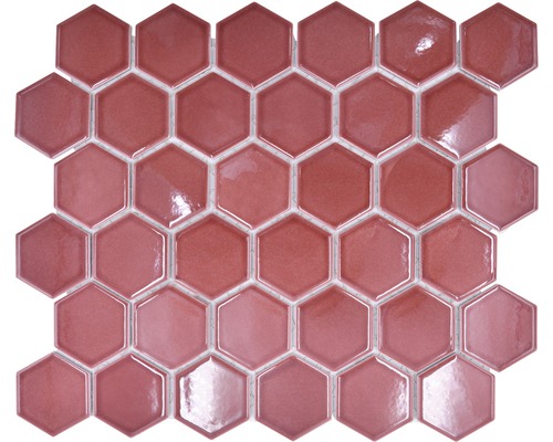 Keramická mozaika HX540 šestiúhelník uni bordó červená lesklá-0