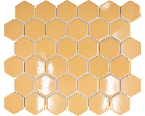 Keramická mozaika HX570 šestiúhelník uni okrová oranžová lesklá-0