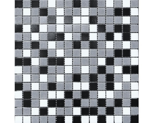Mozaika skleněná mix bílá/šedá/černá 30,5x32,5 cm
