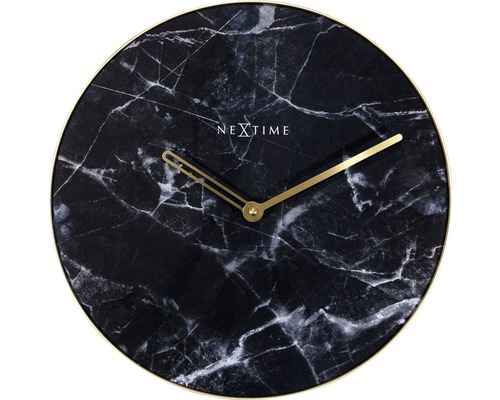 Nástěnné hodiny NeXtime Marble černé Ø 40 cm-0