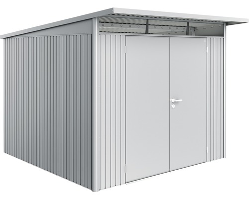 Plechový zahradní domek Biohort AvantGarde A7 dvoukřídlé dveře 254 x 254 cm stříbrný metalický-0