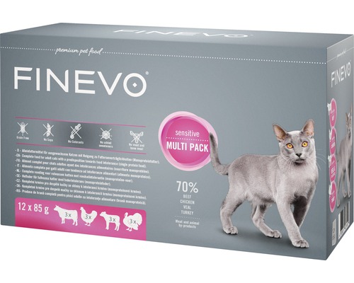 Kapsička pro kočky Sensitive Cat FINEVO mix druhů 12 x 85 g