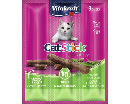 Pamlsky pro kočky Vitakraft Cat Stick Mini kuřecí a kočičí tráva 18 g 3 ks