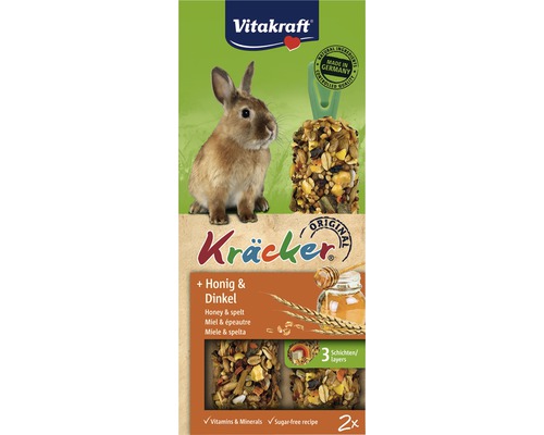 Pamlsky pro zakrslé králíky Vitakraft Kräcker® s medem a špaldou 2 ks 112 g