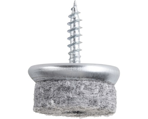 Filcový kluzák s vrutem, Ø 24 mm, šedý, 20 ks