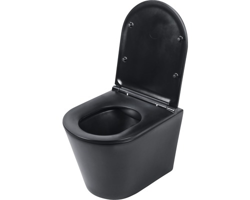 Závěsné WC Rimless černé včetně WC sedátka SC
