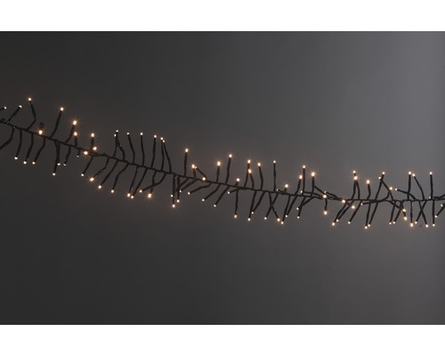 Světelný řetěz Clusterlight Lafiora 768 LED s časovačem, černý kabel, teplé bílé světlo