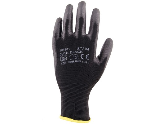 Pracovní rukavice BUCK, černé, velikost 10, balení 12 párů