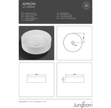 Umyvadlo na desku Jungborn AMION s keramickou zátkou matně bílé-thumb-5