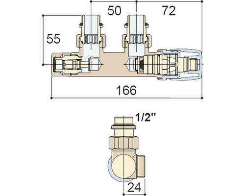 Připojovací ventil Cordivari 50 mm pravý 5991990311185
