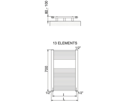Koupelnový radiátor Cordivari LISA 22 700x500 mm 3551646101202