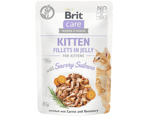 Kapsička pro kočky Brit Care Cat Pouch KITTEN - Savory Salmon in Jelly 85 g