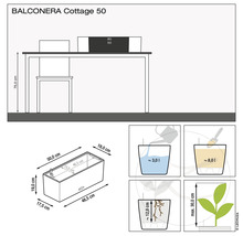 Samozavlažovací truhlík plastový Lechuza Balconera Cottage 50 cm pískový-thumb-6