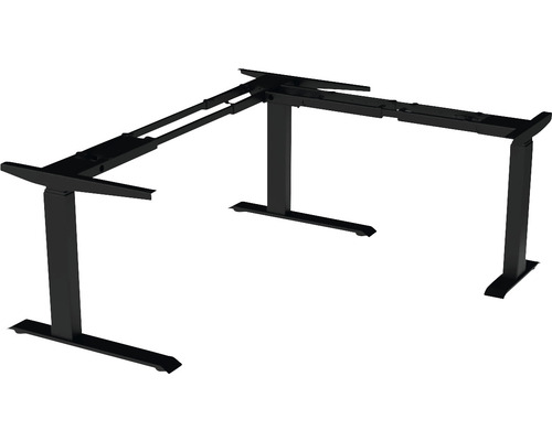 Rám rohového stolu, 3stupňový elektricky výškově nastavitelný 610-1270 mm, 3 motory, černý