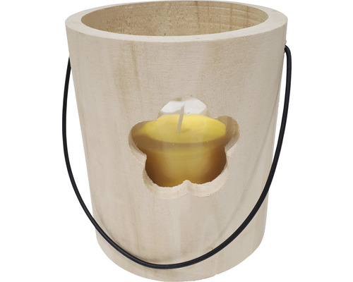 Dřevěná lucerna s vonnou svíčkou citronela Ø15 x 18 cm květ