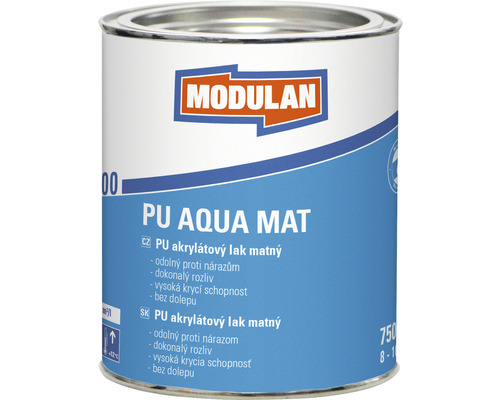 Barevný lak Modulan PU Aqua Mat matný RAL7035 Světle šedá 0,75 l
